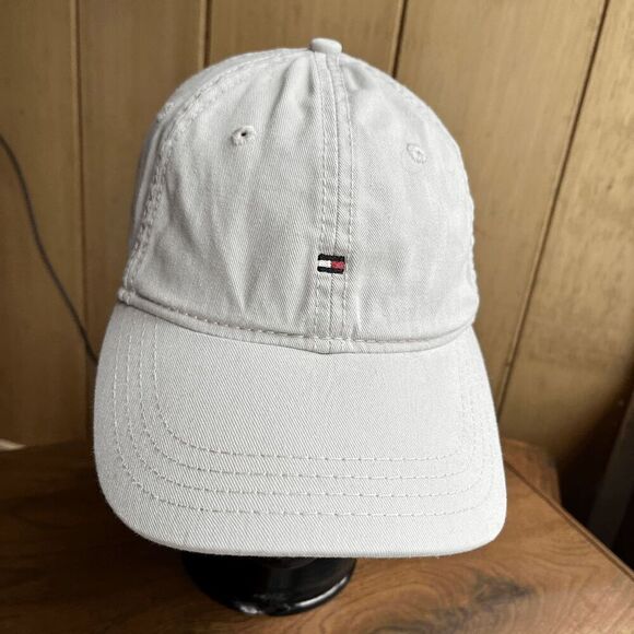 Vintage 90s Tommy Hilfiger Khaki Cotton Canvas Hat Cap Adjustable Back - One Siz - Picture 1 of 7